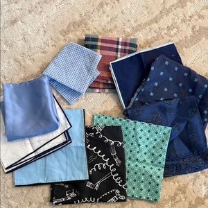 Assorted pocket squares- Tie Bar, silk, cotton x10!